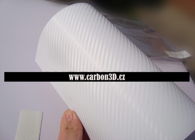 152cm x 1m CARBON KARBON FOLIE 3D Bílá