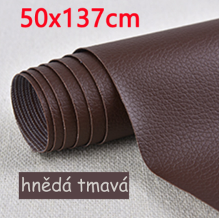 Hnědá tmavá samolepicí umělá kůže PU 50cm x 135cm