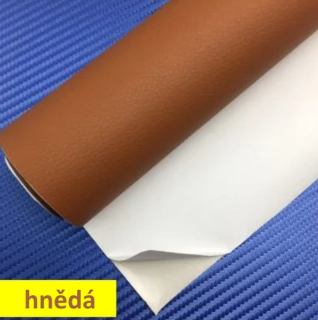 Hnědá elastická samolepicí umělá kůže PU 50cm x 135cm